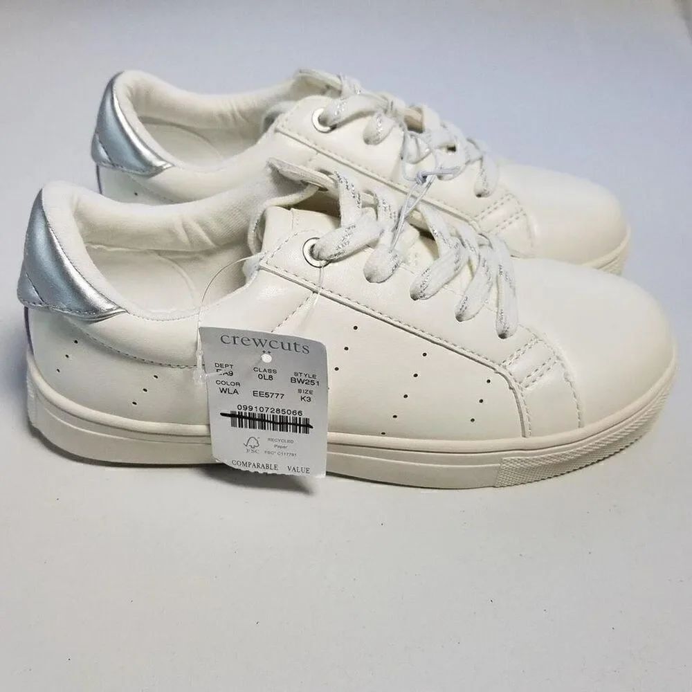 J crew Factory Girls Lace-Up Sneakers Size K4 White Lavende